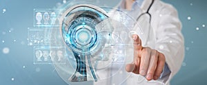 Doctor using digital artificial intelligence interface 3D render