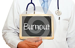 Doctor with burnout sign photo