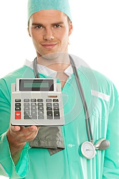 Doctor with calculator
