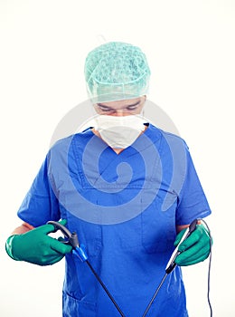 Doctor carry out a endoscopy surgery