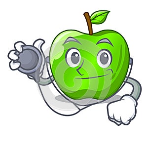 Doctor cartoon of big shiny green apple