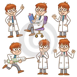 Doctor cartoon character set