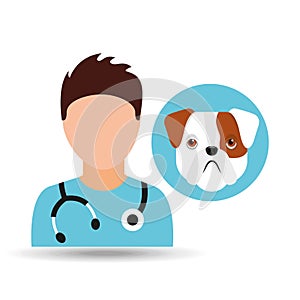 Doctor cartoon veterinarian dog bulldog puppy