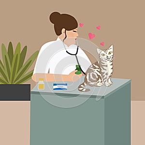 Doctor cat veterinarian nurse examining