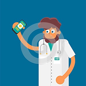 Doctor character in cartoon style. Vector flat design illustration