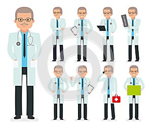 Doctor character creation set. The pediatrician, physician, medic.