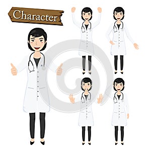 Doctor character set vector illustration