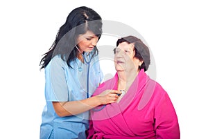 Doctor check up elderly woman