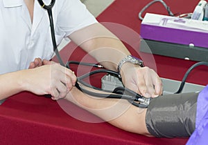 Doctor check up pulse medical health blood pressure meter