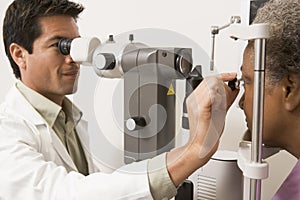 Doctor Checking Patient's Eyes For Glaucoma