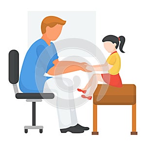 Doctor with child at hospital, health medical examination, vector illustration. Kid at physician appointment, patient