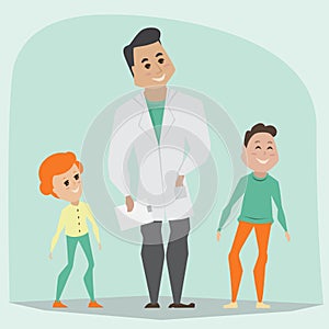 Doctor and children. Family healthcare concept.