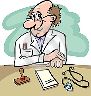 Doctor in clinic cartoon illustration