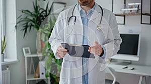 The doctor with a clipboard. AI generated