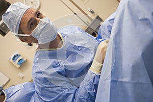 Doctor conducting egg retrieval procedure