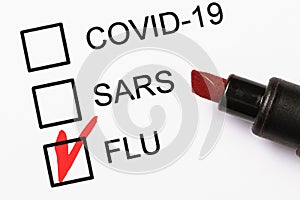 Doctor confirmed the diagnosis of flu instead of coronavirus. Concept on addressing suspected pandemic covid-19 photo