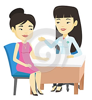 Doctor consulting female patient in office.