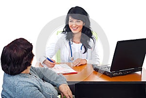 Doctor conversation with patient in cabinet