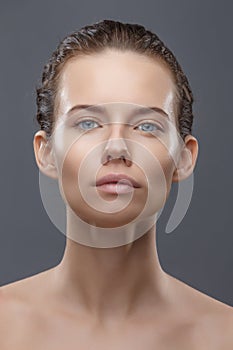 The doctor cosmetologist makes the Rejuvenating facial injections procedure for tightening and smoothing wrinkles on the