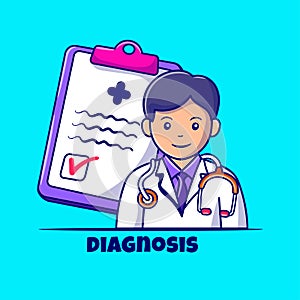 Doctor diagnose with medical record illustration