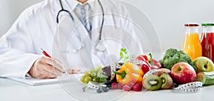 Doctor or dietitian writing a healthy food recipe