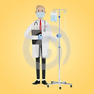 Doctor with a dropper. Toxicology, intexication, decontamination. Health care concept. Medical equipment.