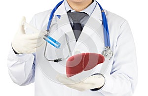 Doctor drug injected on liver photo