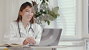 Doctor ehealth online service woman at remote appointment 4k video
