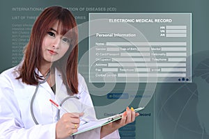 Doctor with electronic medical record.