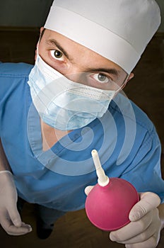 doctor with a enema. photo