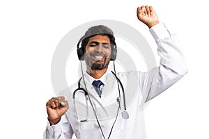 Doctor enjoying music and dancing