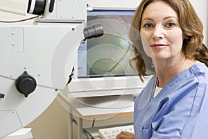 Doctor With Equipment For Detecting Glaucoma