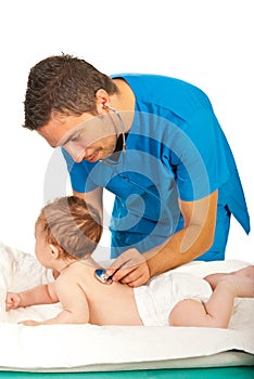Doctor examine breath to baby