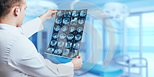 Doctor examine MRI picture. Medical equipment. Medical