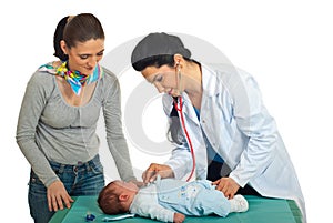 Doctor examine newborn baby