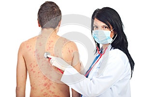 Doctor examine patient with chickenpox