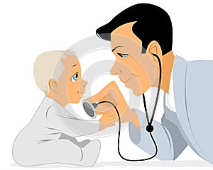 Doctor examines baby