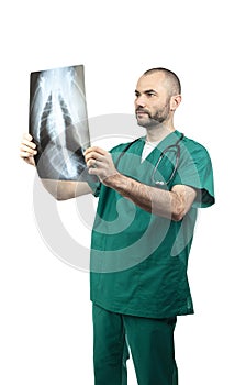 Doctor examining a chest x-ray