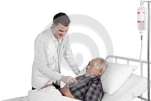 Doctor examining elderly patient