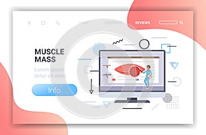 Doctor explaining anatomy of human muscles presentation on computer screen healthcare muscle mass