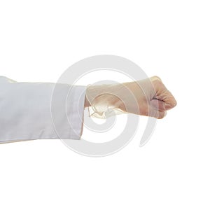 Doctor female hand over white isolated background