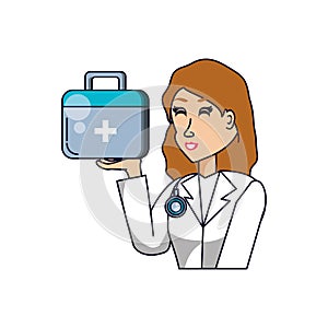 doctor female professional with first aid kit