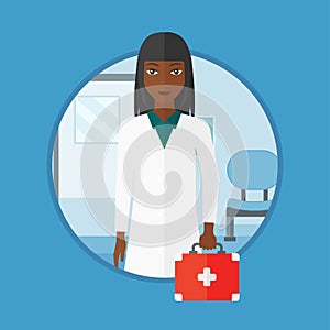 Doctor with first aid box vector illustration.