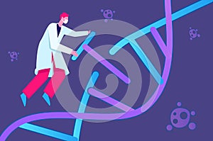 Doctor fixing DNA illustration concept vector