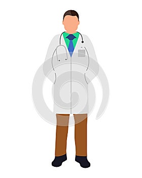 Doctor flat icon. Service 911. Cartoon Vector illustration