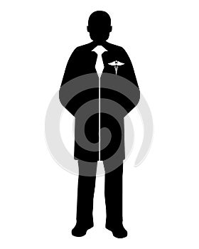 Doctor flat icon. Service 911. Silhouette Vector illustration