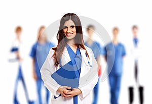 Doctor in front of her medical team