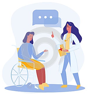 Doctor Give Recommendation Woman in Wheelchair