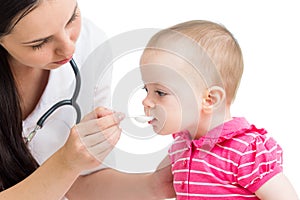 Doctor giving remedy to baby