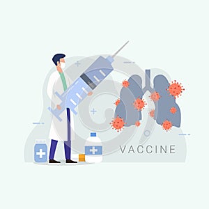 Doctor giving vaccine for sufferers Novel Coronavirus design concept vector illustration
